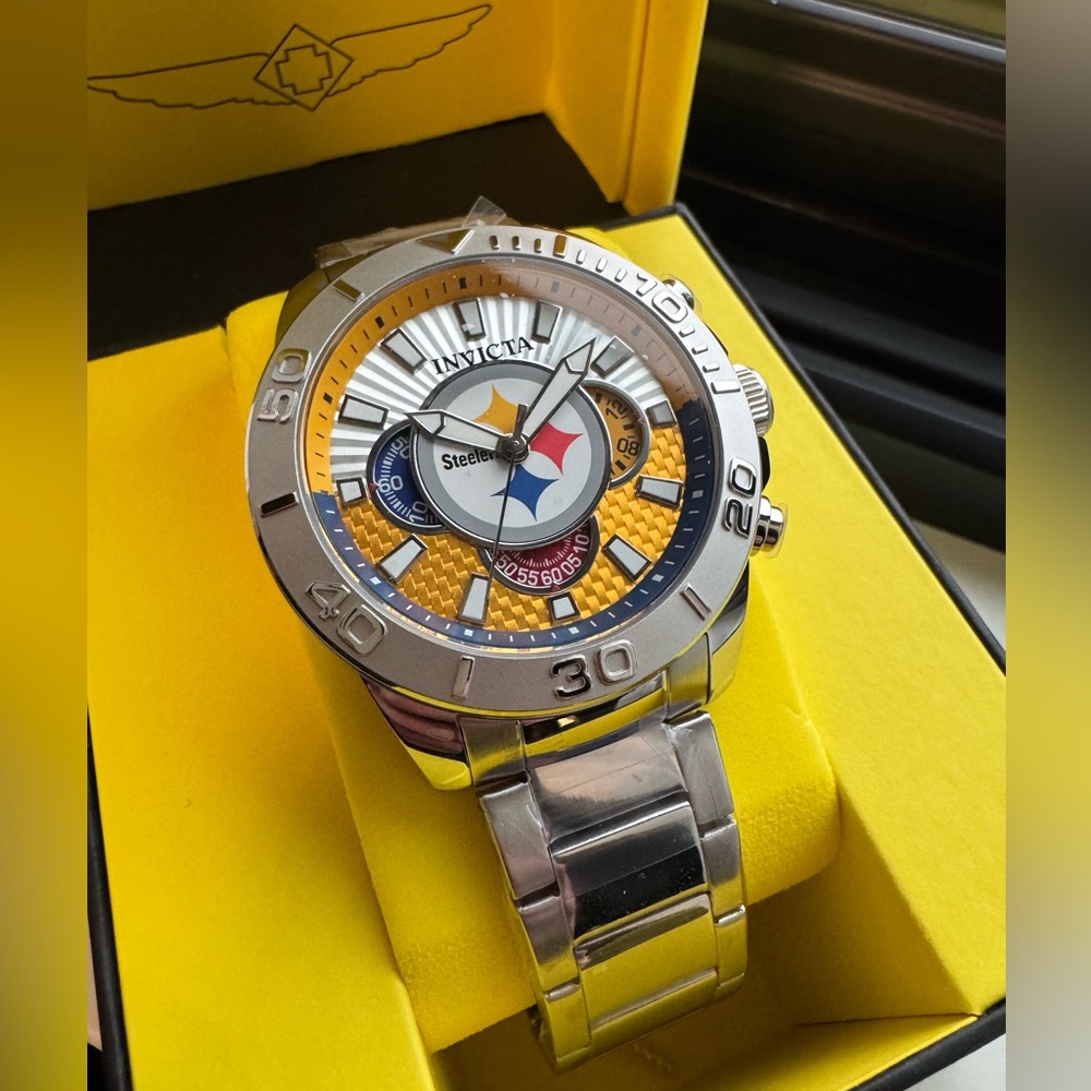 Invicta X NFL Pittsburgh Steelers Mens Chronograph Watch 45mm Silver (47933)